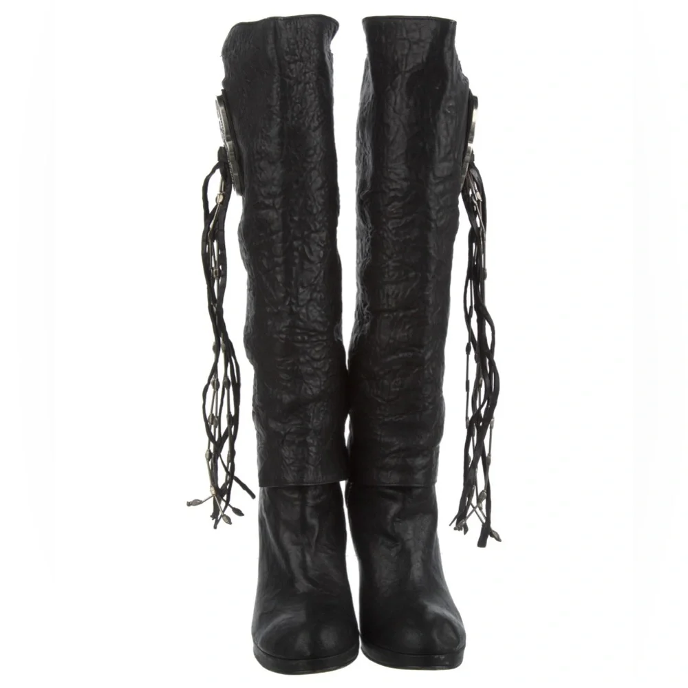 Thomas Wylde Leather Knee-High Boots as 8 - Picture 1 of 5